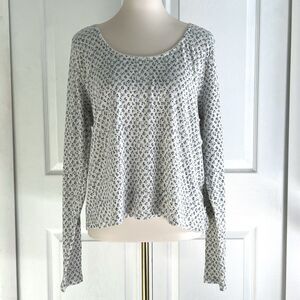 Madewell Cream Blue Ditsy Floral Pointelle Scoop Neck Pajama Top Womens XL